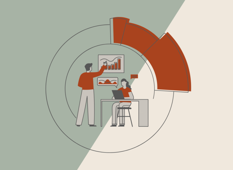 Services | Terranore Illustration of professionals analyzing charts and data to highlight Terranore’s consumer market research services for growth and strategy.