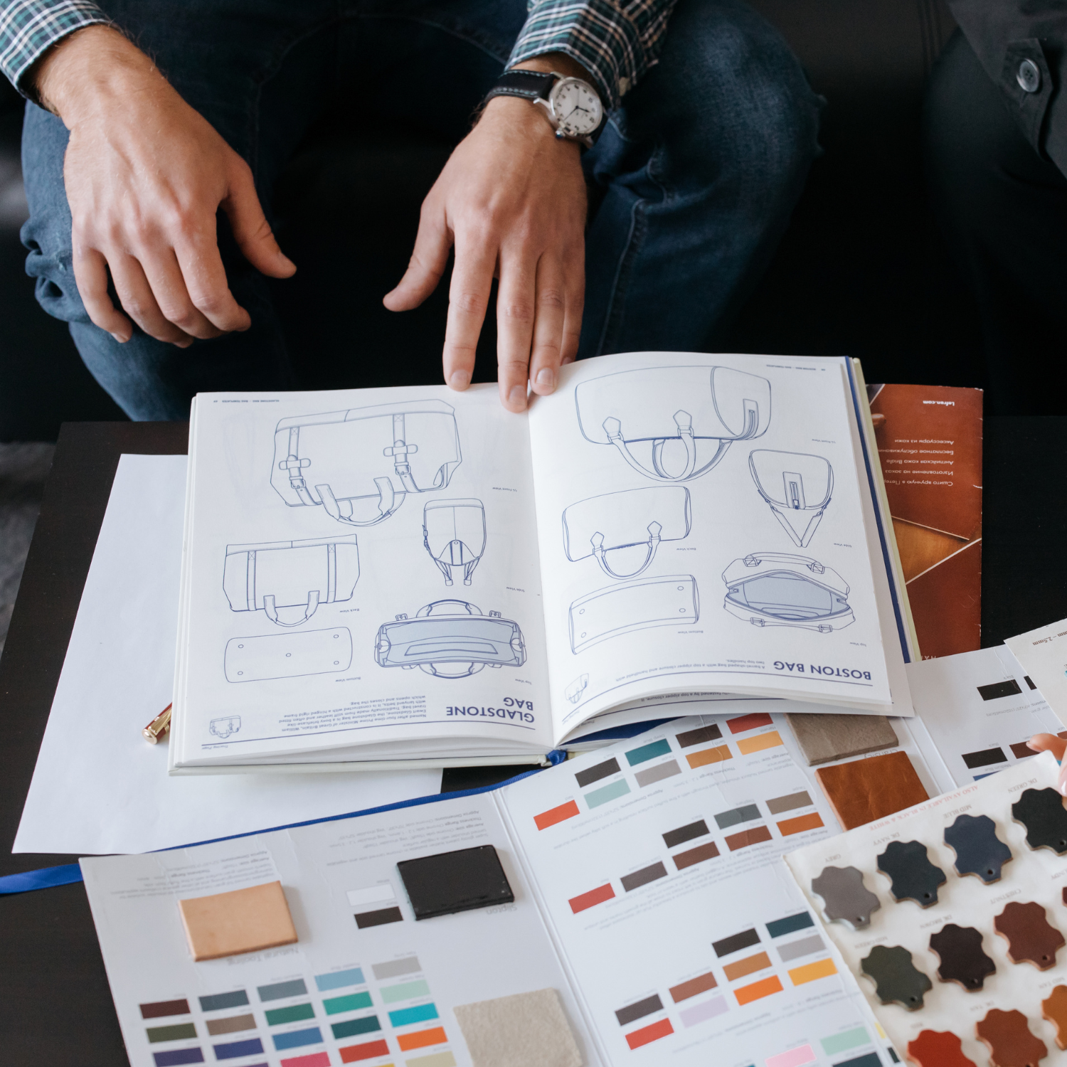 Services | Terranore Product designers at Terranore reviewing sustainable design concepts and material palettes for scalable D2C brand development